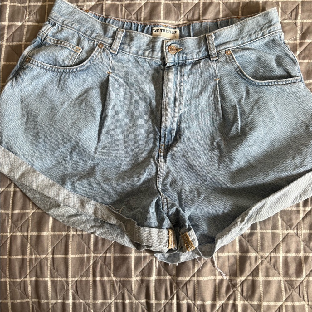 We The Free Distressed Denim Shorts High Rise Size Large